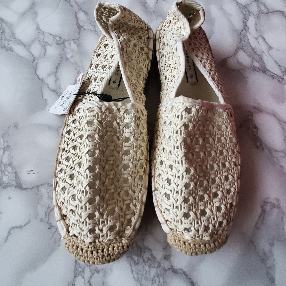 Zara Cream Espadrilles with Woven Design 7.5 - Picture 6 of 7